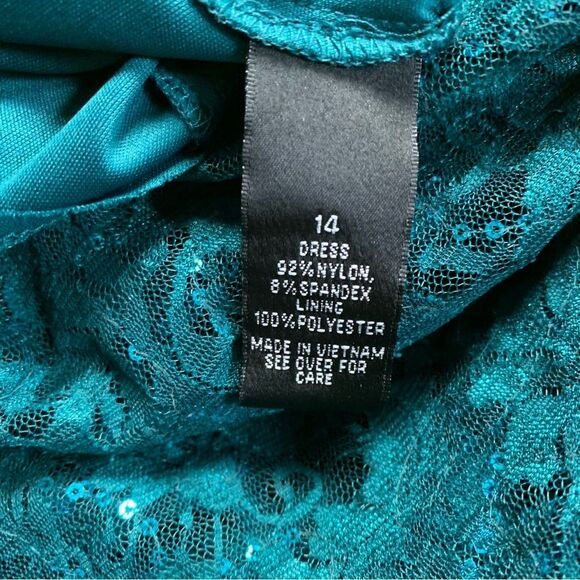 🆕 Green Sequin Party Dress Girl’s 14 Fit & Flare Hi-Lo HoCo Prom Formal Wedding - Picture 7 of 9